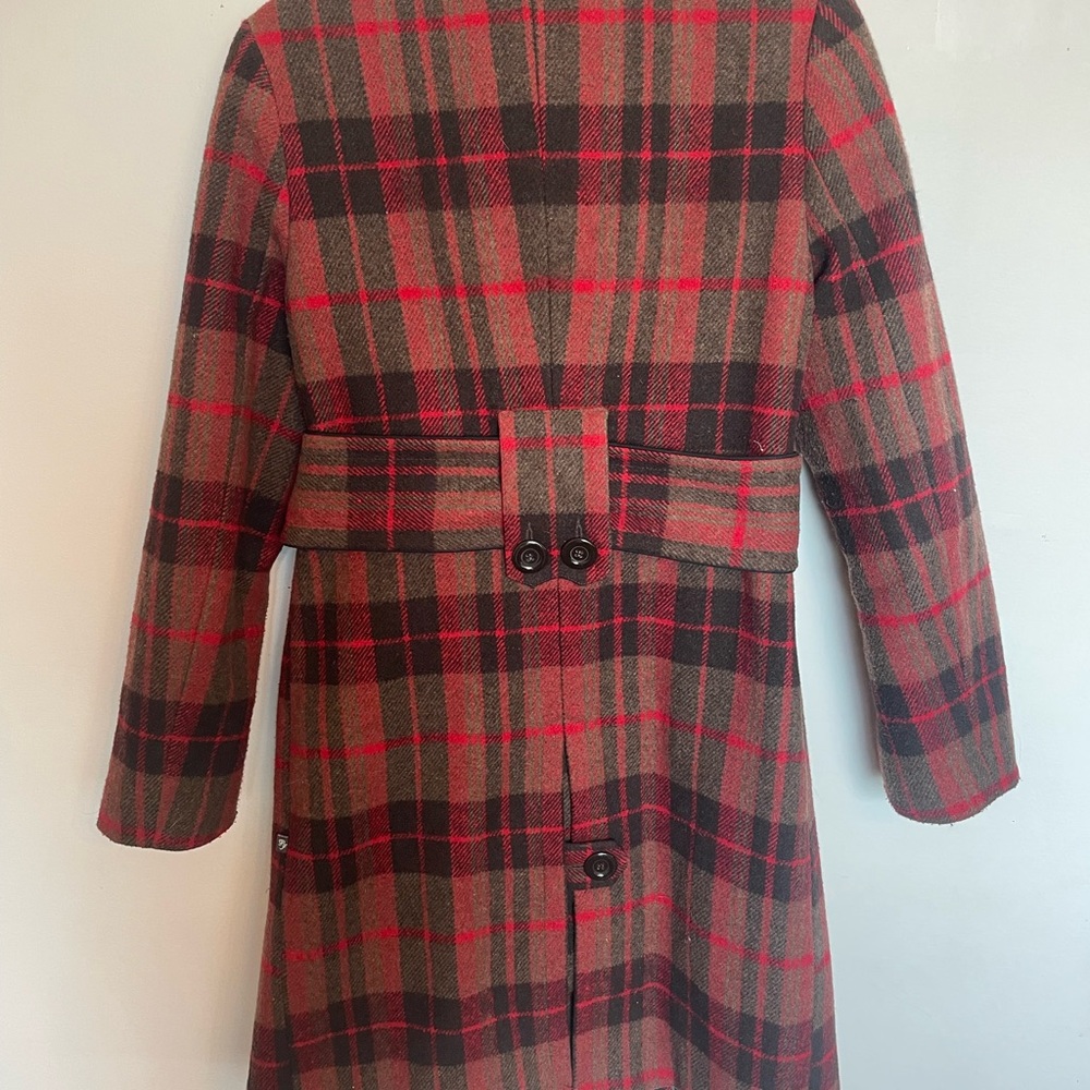 Vintage Plaid Women’s Wool Blend Button Down Trench Style Cost Size Small Fall - Picture 11 of 12